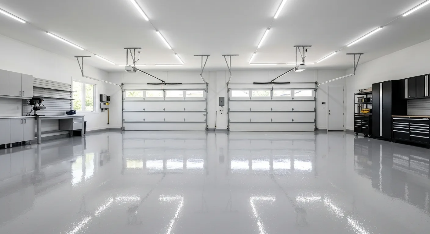 Plain solid colour garage epoxy floor Melbourne