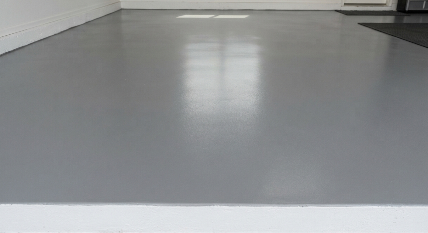 Solid grey garage epoxy floor
