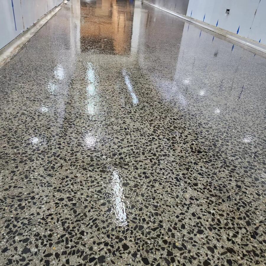 Glossy polished commercial corridor floor