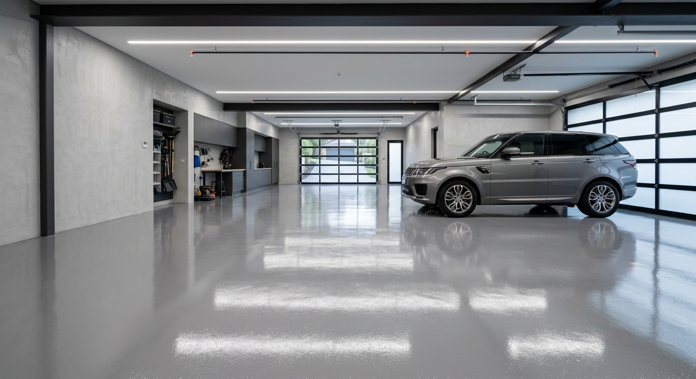 Plain epoxy floor coating Melbourne garage