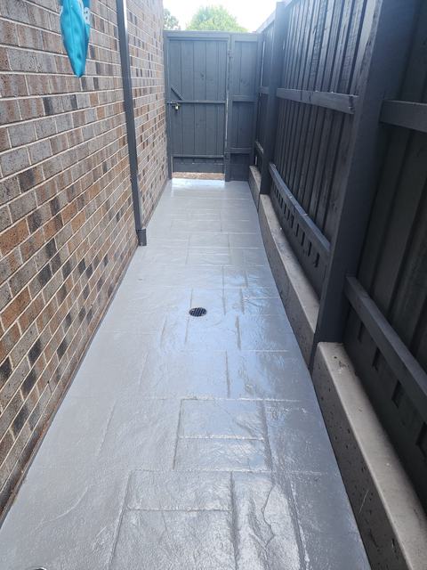 Terracotta-orange coated patio