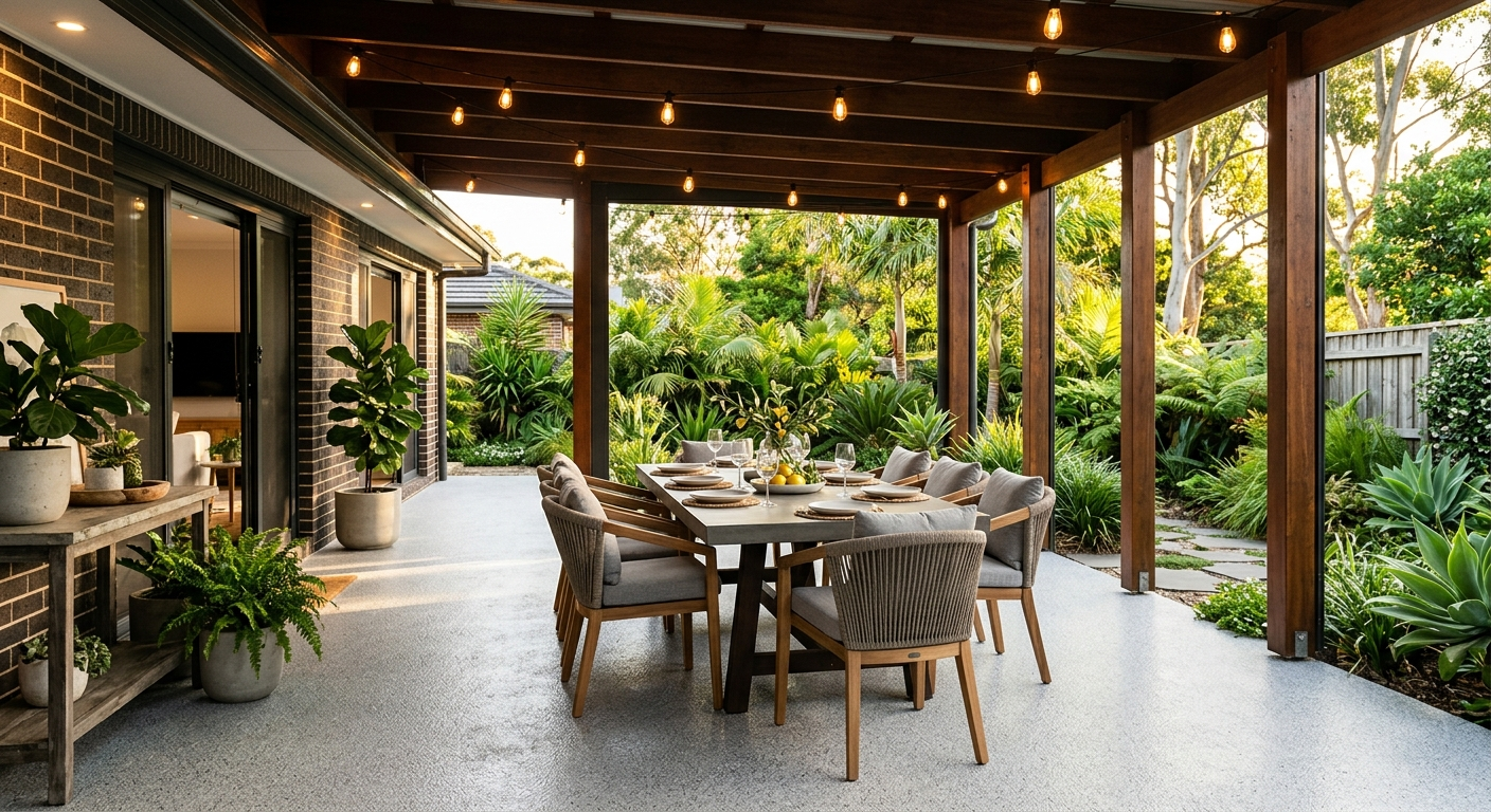 Flake epoxy alfresco patio Melbourne